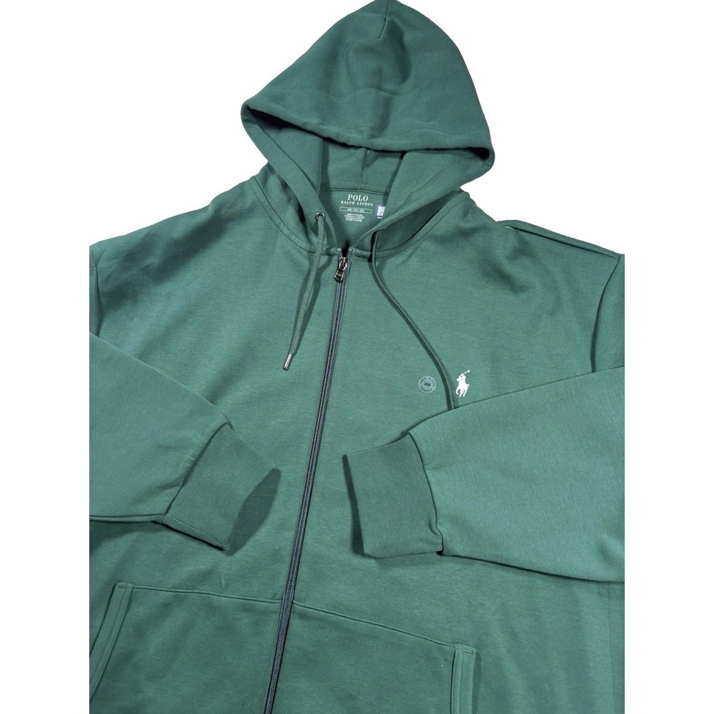 Polo Ralph Lauren Hoodie Mens 3XB Green Full Zip Double Knit Pony Logo NWT